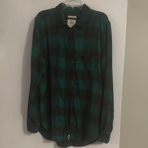 American Eagle Outfitters Green and Black Plaid Shirt